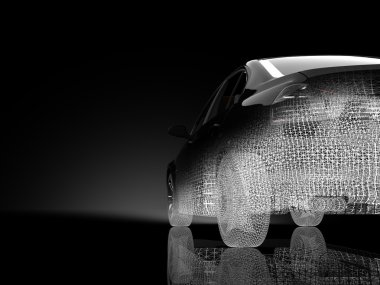 3D araba modeli siyah zemin