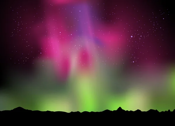 Vektör çizimi Kuzey ışıkları aurora gökyüzünde, kolay tüm düzenlenebilir