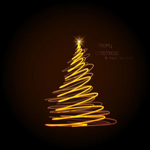 Árbol de Navidad de oro abstracto, fácil editable — Vector de stock