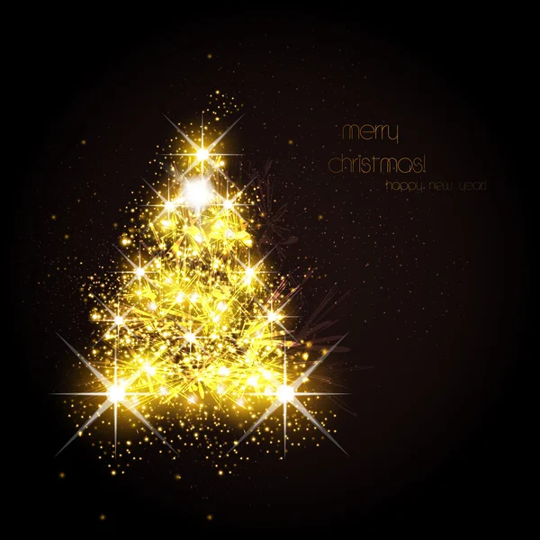 Soyut altın Noel ağacına siyah arka plan, kolay editabl