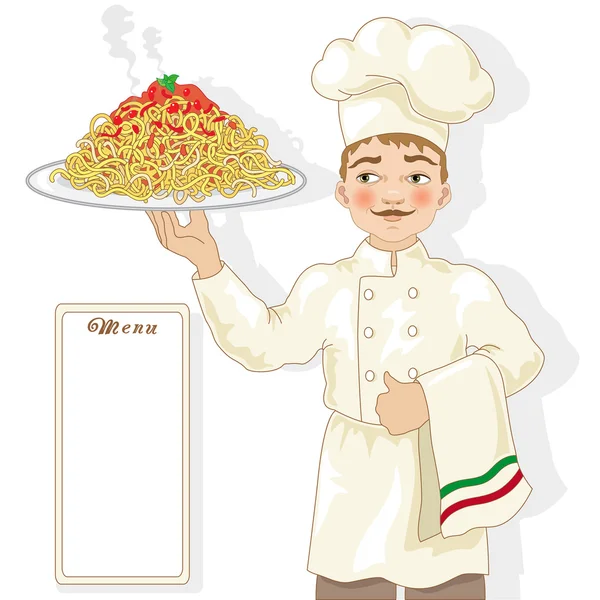 Chef italien avec Spaghetti — Image vectorielle