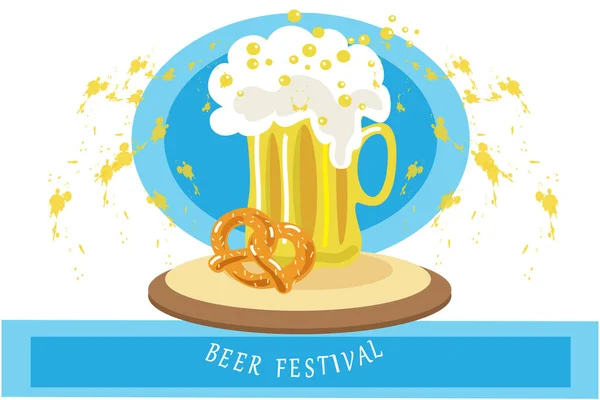 Illustratie Voor Het Bierfeest Met Mok Belettering — Stockvector