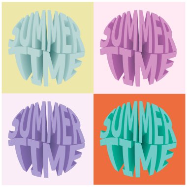 Tişört, reklam ve afiş için tasarlanmış 3d harfli Summer Time Typographic Arkaplan