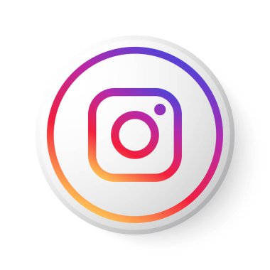 Çokrenkli logolu Instagram Çember Düğmesi. Beyaz Arkaplan için Modern Tasarım ile Sosyal Medya Simgesi. Web Sayfası & Mobil Uygulaması için Güzel Şekline sahip 3B Yuvarlak Şablon.