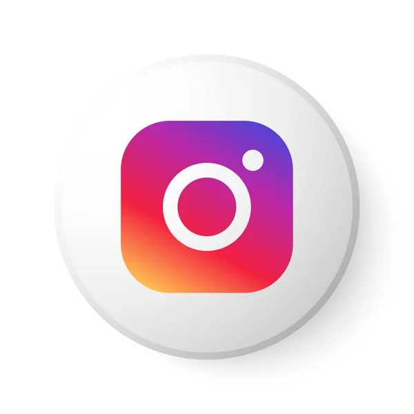 Çokrenkli logolu Instagram Çember Düğmesi. Beyaz Arkaplan için Modern Tasarım ile Sosyal Medya Simgesi. Web Sayfası & Mobil Uygulaması için Güzel Şekline sahip 3B Yuvarlak Şablon.