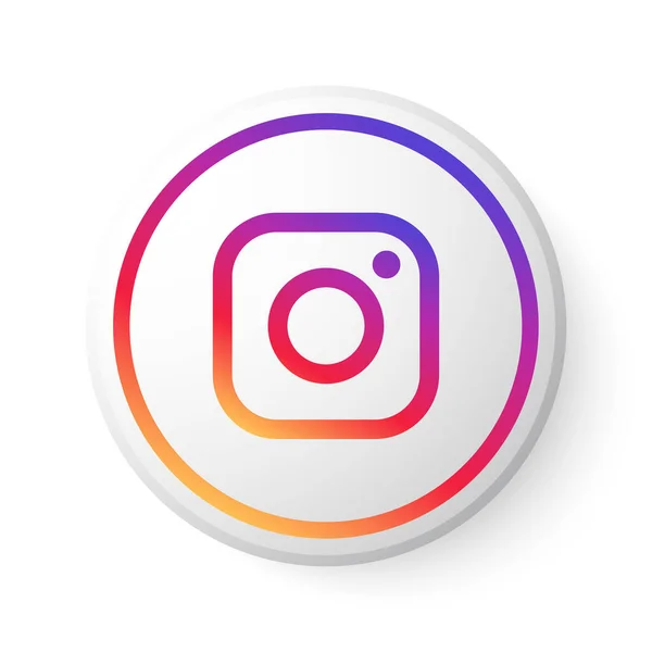 Çokrenkli logolu Instagram Çember Düğmesi. Beyaz Arkaplan için Modern Tasarım ile Sosyal Medya Simgesi. Web Sayfası & Mobil Uygulaması için Güzel Şekline sahip 3B Yuvarlak Şablon.