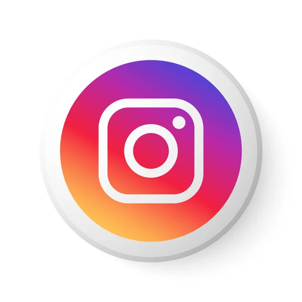 Çokrenkli logolu Instagram Çember Düğmesi. Beyaz Arkaplan için Modern Tasarım ile Sosyal Medya Simgesi. Web Sayfası & Mobil Uygulaması için Güzel Şekline sahip 3B Yuvarlak Şablon.
