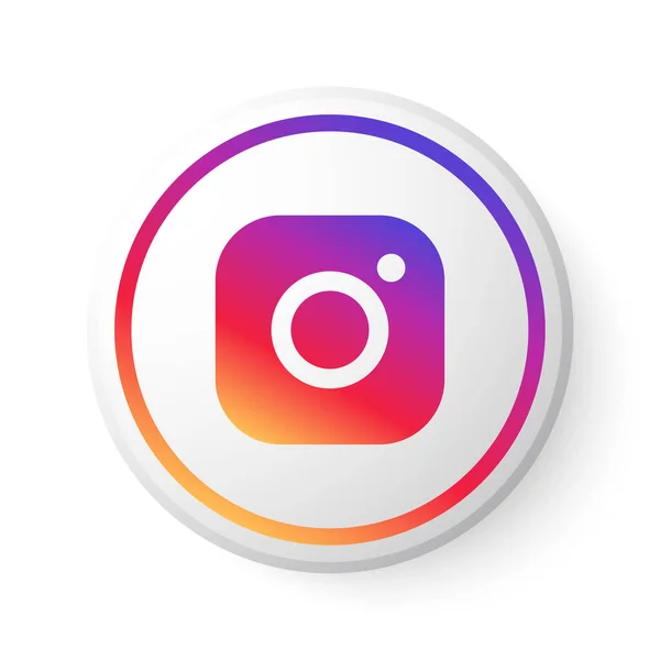 Pulsante Del Cerchio Instagram Con Logo Multicolore Icona Social Media — Vettoriale Stock