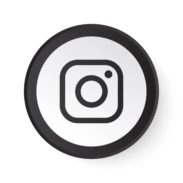 Instagram Circle Black Button Com Logotipo Branco Ícone Mídia Social —  Vetores de Stock