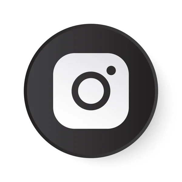 Instagram Cirkel Svart Knapp Med Vit Logotyp Social Media Ikon — Stock vektor