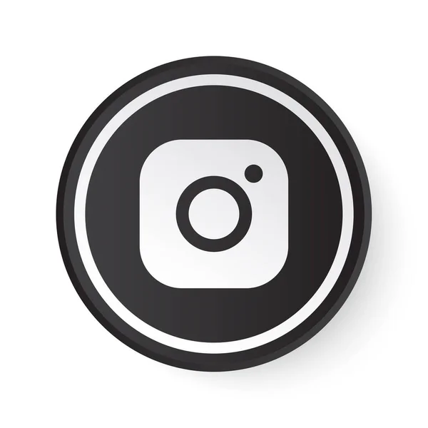 Instagram Circle Black Button Com Logotipo Branco Ícone Mídia Social —  Vetores de Stock