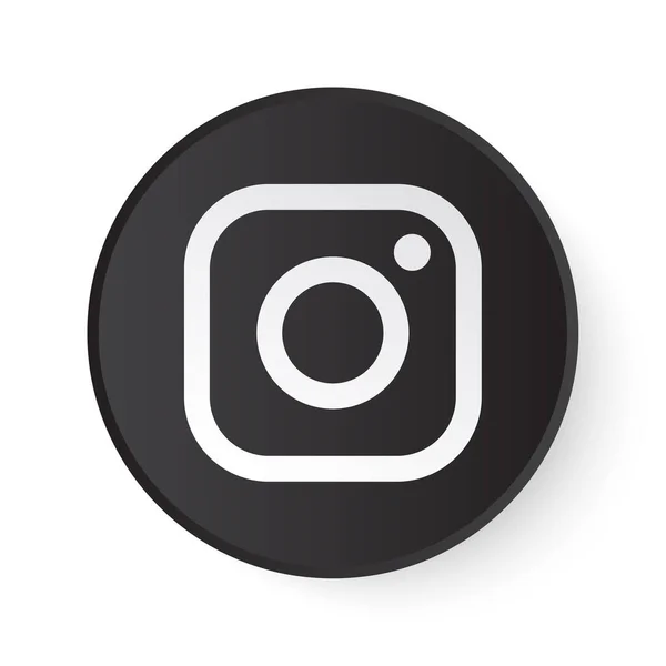 Instagram Circle Black Button Com Logotipo Branco Ícone Mídia Social —  Vetores de Stock