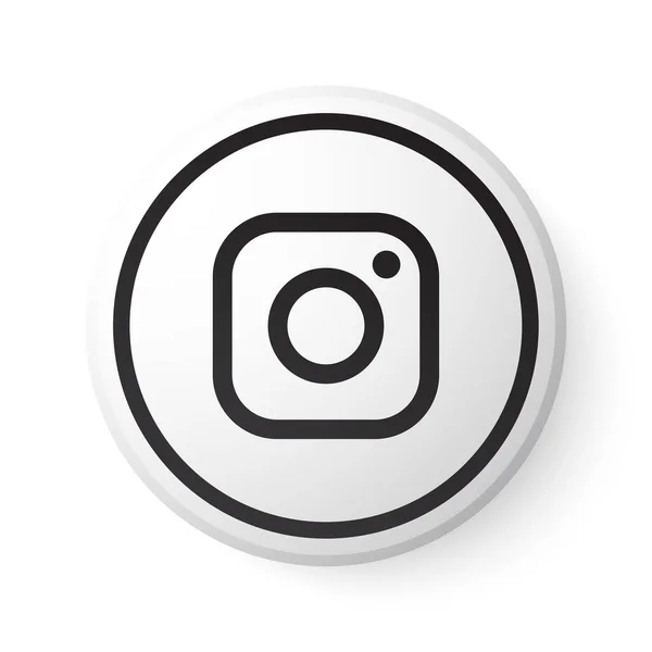 Instagram Circle Weißer Knopf Mit Schwarzem Logo Social Media Ikone — Stockvektor