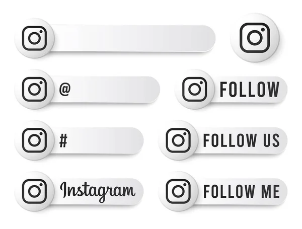 Pulsanti Instagram Collezione Con Logo Nero White Social Media Tag — Vettoriale Stock