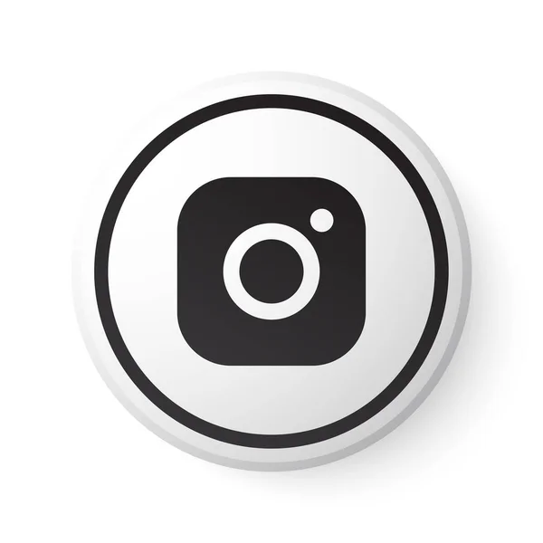 Pulsante Instagram Circle White Con Logo Nero Icona Social Media — Vettoriale Stock