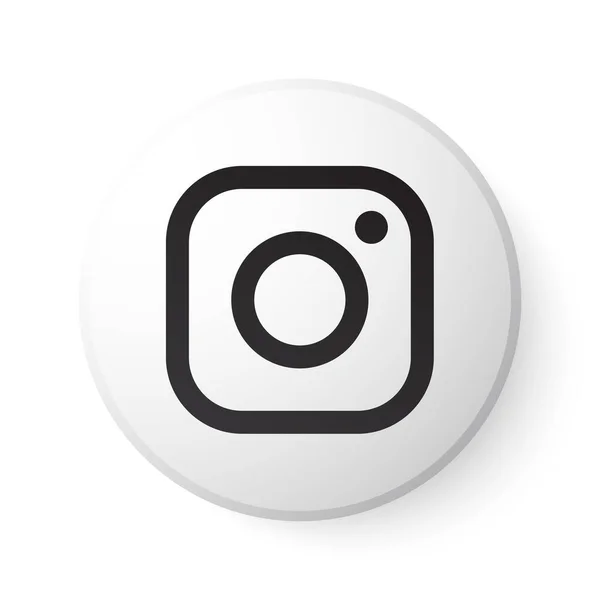 Instagram Circle White Button Μαύρο Λογότυπο Εικονίδιο Μέσων Κοινωνικής Δικτύωσης — Διανυσματικό Αρχείο