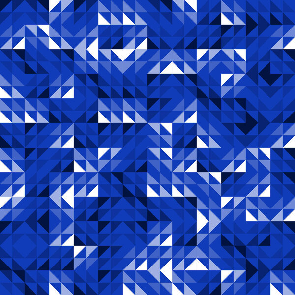 Seamless Blue Geometric Vector Pattern with Triangles. Modern and Elegant Luxury Abstract Background with Triangle Shapes. Bright Repeat Pattern for Fabric, Scrapbook, Brochure, Banner, Business Card, Poster, Flyer, Wrapping Paper or Cover