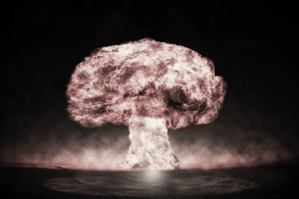 Nucleaire explosie in een outdoor omgeving. symbool van bescherming van het milieu en de gevaren van nucleaire energie — Stockfoto