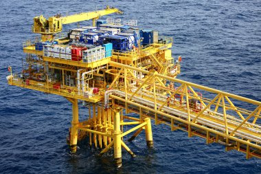 Üretim petrol ve gaz, petrol ve gaz endüstrisi ve sıkı çalışma, manuel ve otomatik işlevi, petrol ve teçhizat sanayi ve işletme tarafından üretim platformu ve işlem süreci için offshore inşaat platformu.