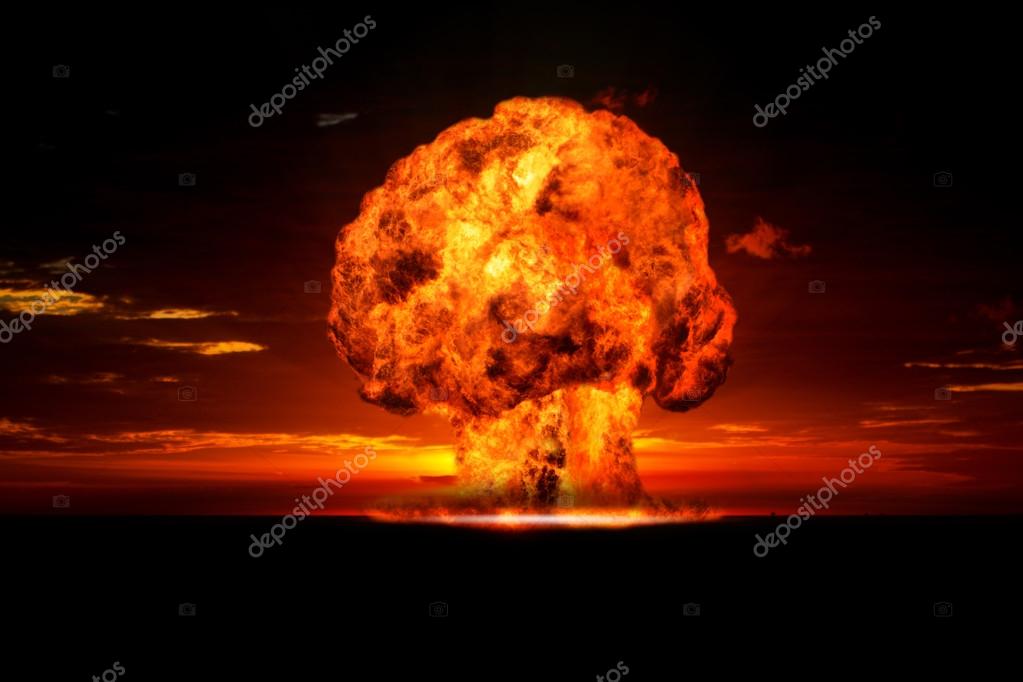 Nuclear explosion in an outdoor setting. Symbol of environmental