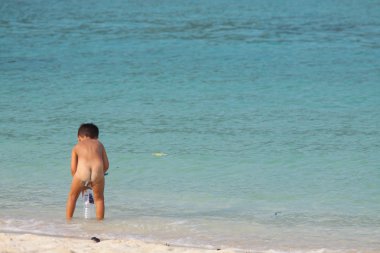 Havadan görünümü, güzel beach, Koh Lipe Satun, Tayland, Thailand, temiz su ve mavi gökyüzü mavi gökyüzünde karşı. Lipe Island, Tayland.