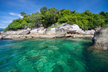 Havadan görünümü, güzel beach, Koh Lipe Satun, Tayland, Thailand, temiz su ve mavi gökyüzü mavi gökyüzünde karşı. Lipe Island, Tayland.