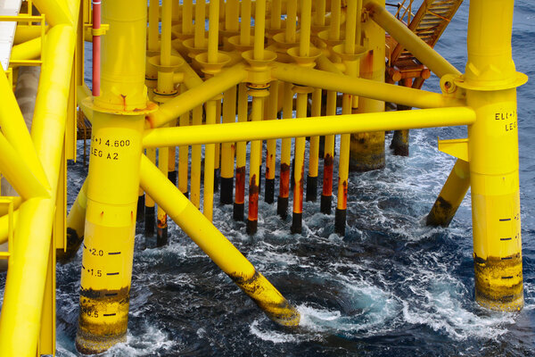 Oil and Gas Producing Slots at Offshore Platform - Oil and Gas Industry, Bad weather in offshore oil and gas industry.