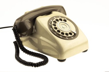 Beyaz arka plan üzerinde eski telefon ile yeni akıllı telefon Vintage resim stili. Yeni iletişim teknolojisi.