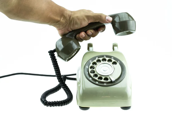 Old telephone or vintage telephone on white background. — Stock Photo, Image