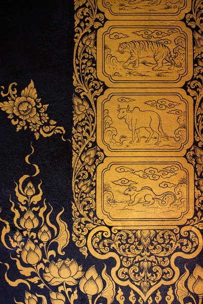 태국 부처 사원, 아시아 불상 스타일 예술, 사원 벽에 아름 다운 패턴에에서 벽에 고 대 태국 패턴. — 스톡 사진