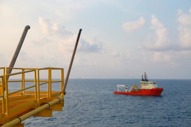 Deniz aşırı petrol ve doğalgaz üretimi ve keşif işi. Üretim petrol ve gaz fabrikası ve denizdeki ana inşaat platformu. Enerji sektörü.