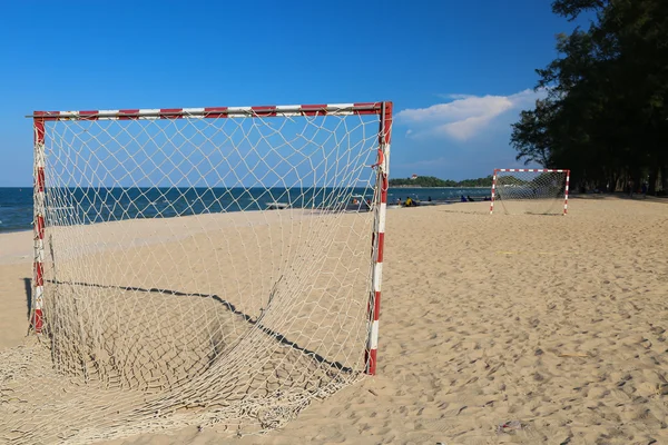 Beach football pitch on a sunny day, popular sport on the beach. — Stock Photo, Image