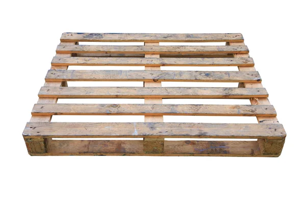 The wooden pallet isolated on white background, Pallet carrier or rack for support product in store or logistic industry. — Stock Photo, Image