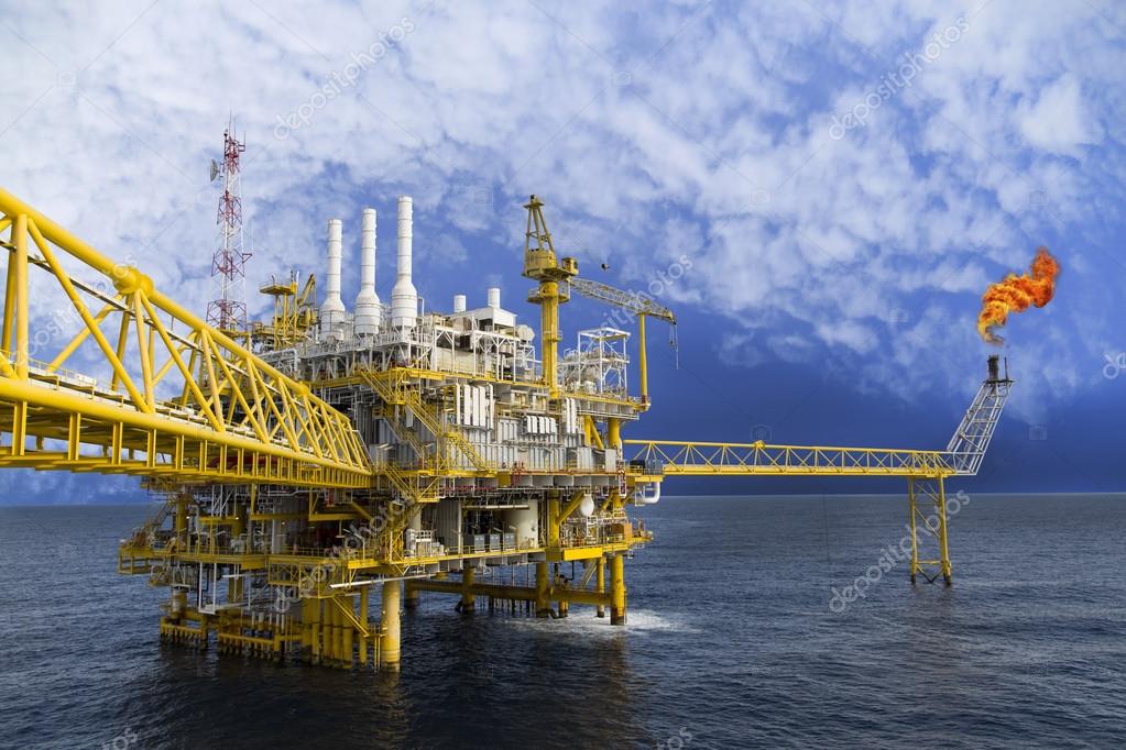 Oil and gas platform or Construction platform in the gulf or the sea