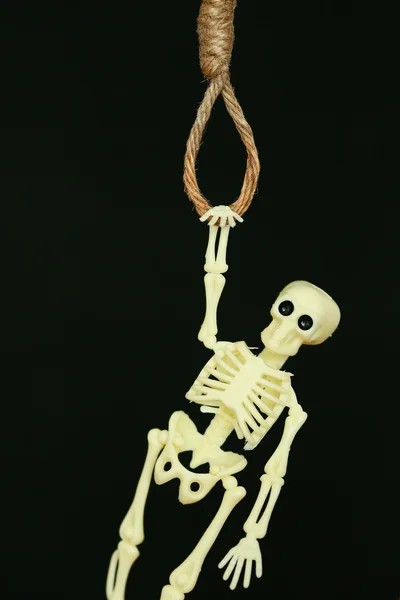 I konkurs koncept, rep snara med hangman's Knut hängande framme, Halloween bakgrund. — Stockfoto