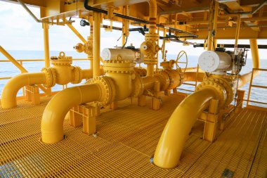 Üretim petrol ve gaz, petrol ve gaz endüstrisi ve sıkı çalışma, manuel ve otomatik işlevi, petrol ve teçhizat sanayi ve işletme tarafından üretim platformu ve işlem süreci için offshore inşaat platformu.