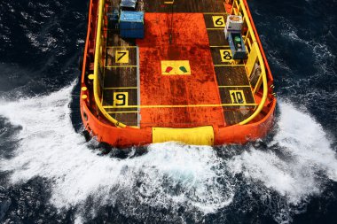 Tekne transferi kargo petrol ve doğal gaz sektörüne ve hareketli tekne platformu, tekne bekleyen transfer kargo ve ekipleri arasında tekne ile petrol ve doğal gaz platform yük kaynağı.
