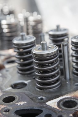 bir araç motoru, motor egzoz Vana ve alımı model Vana, Bahar Vana motoru ve oto yedek parça, işten zarar makine parçaları.