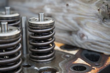 bir araç motoru, motor egzoz Vana ve alımı model Vana, Bahar Vana motoru ve oto yedek parça, işten zarar makine parçaları.