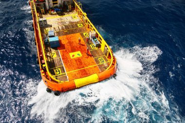 Tekne transferi kargo petrol ve doğal gaz sektörüne ve hareketli tekne platformu, tekne bekleyen transfer kargo ve ekipleri arasında tekne ile petrol ve doğal gaz platform yük kaynağı.