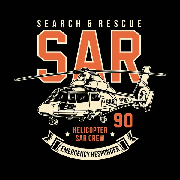 Sökning Och Räddning Helikopter Vektor Grafisk Räddning Helikopter Grafisk Shirt Vektorgrafik