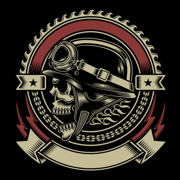 Винтажный Biker Skull Emblem
