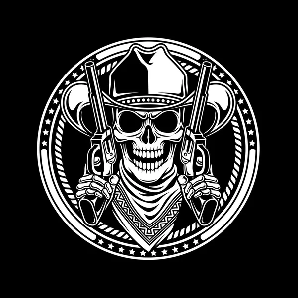 Cowboy-Totenkopf mit Gewehren — Stockvektor