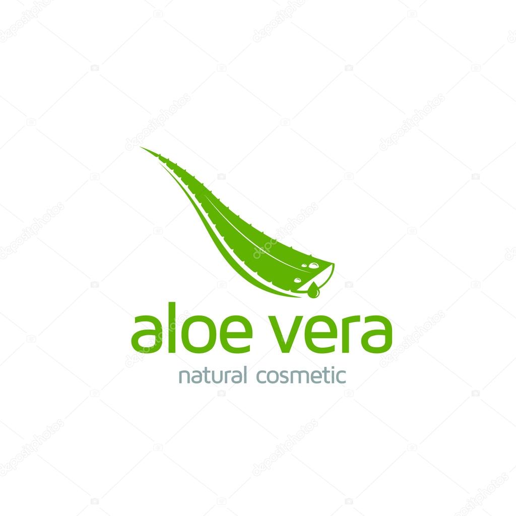 Aloe Vera logo template. Green leaf aloe vera label or icon. Vector sign