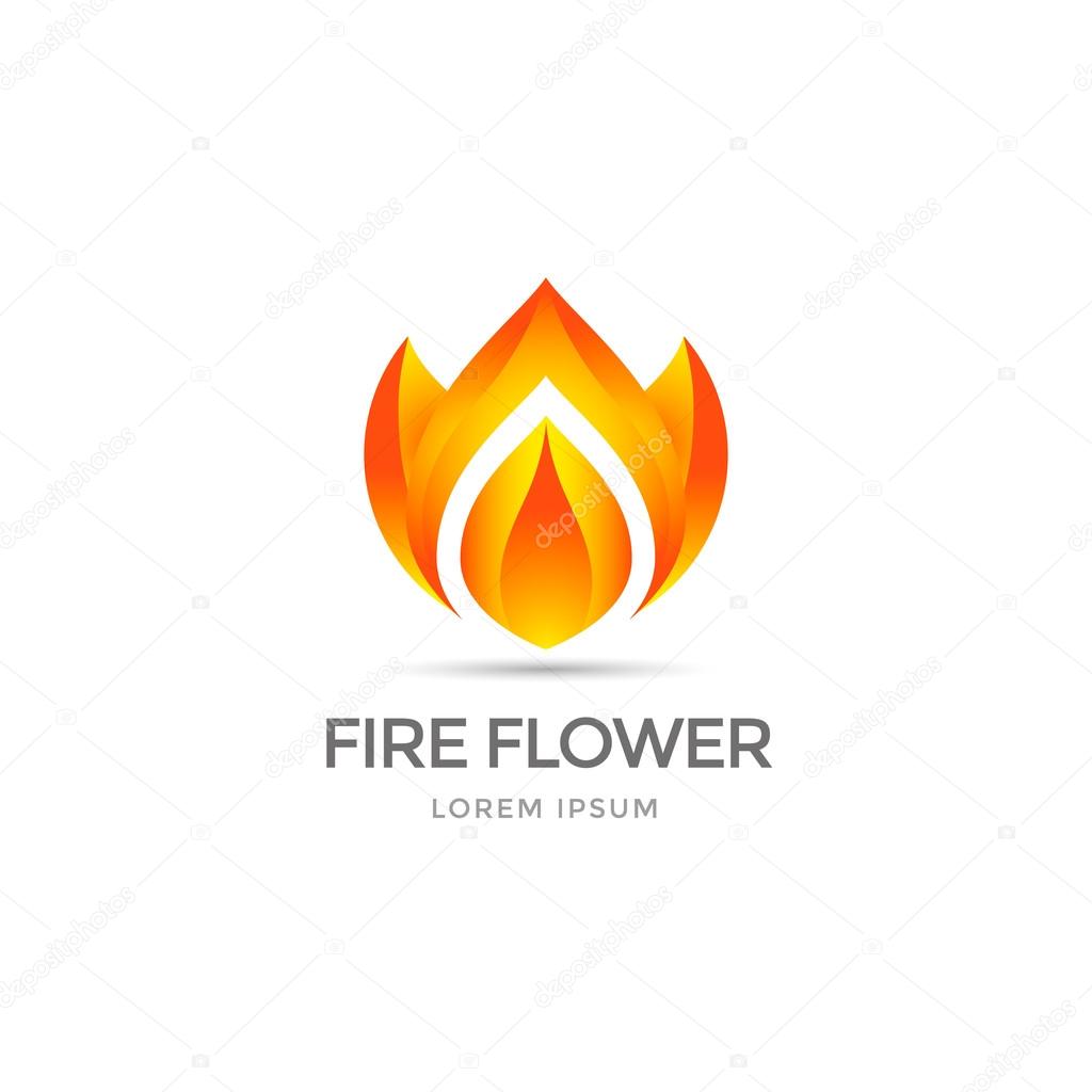 Fire flower logo template. Flower symbol stylized fire. Vector illustration