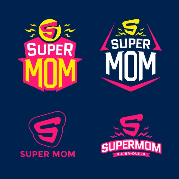 Súper mamá emblema — Vector de stock