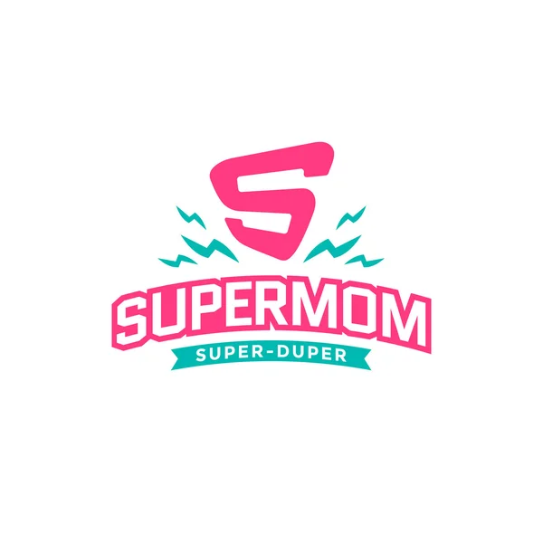 Súper mamá emblema — Vector de stock