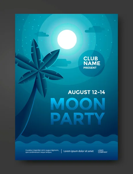 Moon party flyer — Stock Vector