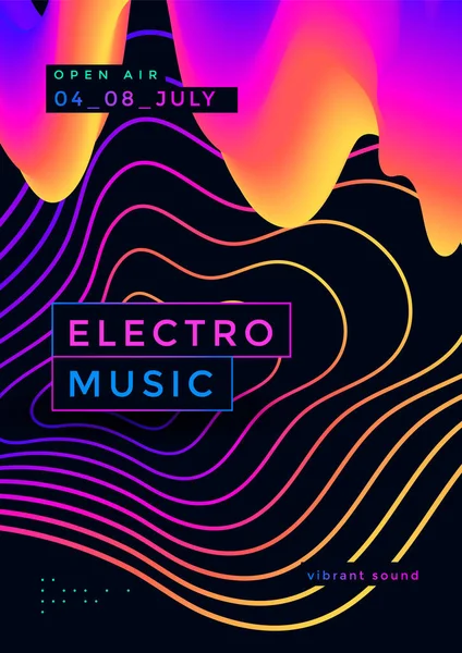 Manifesto musicale Electro summer wave. Volantino del club party — Vettoriale Stock
