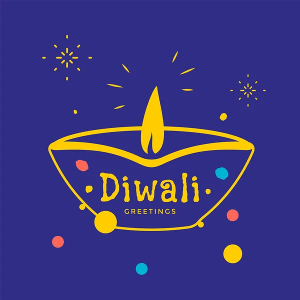 Bonne carte de vœux Diwali avec bougie diya. — Image vectorielle